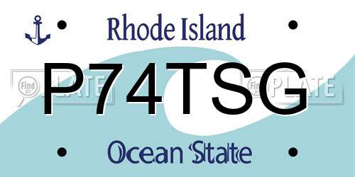 P74TSG Rhode Island License Plate
