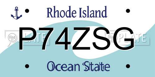 P74ZSG Rhode Island License Plate