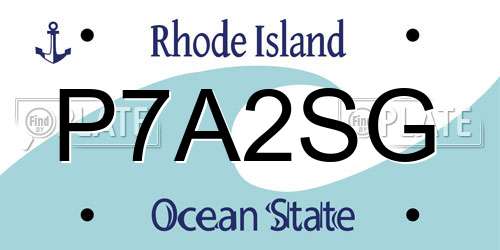 P7A2SG Rhode Island License Plate