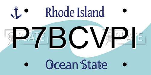 P7BCVPI Rhode Island License Plate