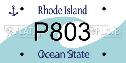 P803 Rhode Island License Plate