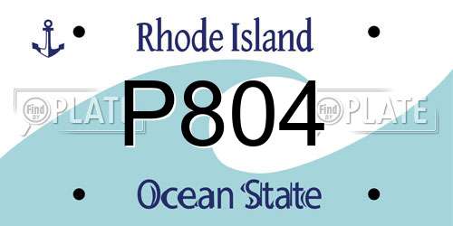 P804 Rhode Island License Plate