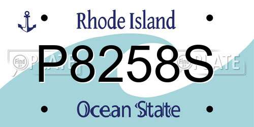 P8258S Rhode Island License Plate