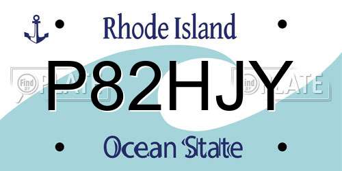 P82HJY Rhode Island License Plate