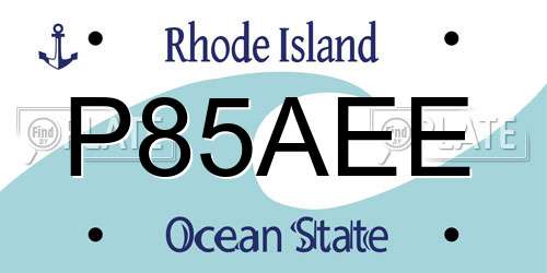 P85AEE Rhode Island License Plate