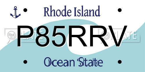 P85RRV Rhode Island License Plate