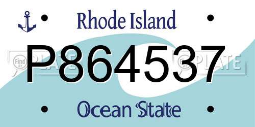P864537 Rhode Island License Plate