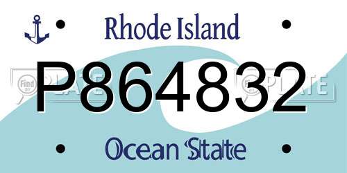 P864832 Rhode Island License Plate
