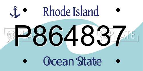 P864837 Rhode Island License Plate