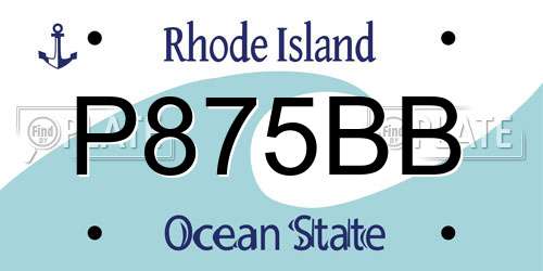 P875BB Rhode Island License Plate