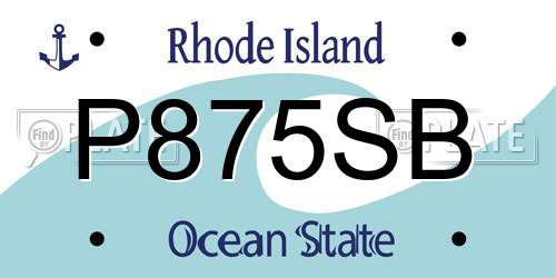 P875SB Rhode Island License Plate