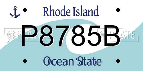 P8785B Rhode Island License Plate
