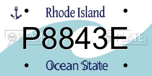P8843E Rhode Island License Plate