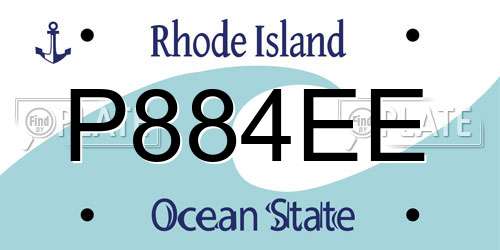 P884EE Rhode Island License Plate