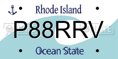 P88RRV Rhode Island License Plate
