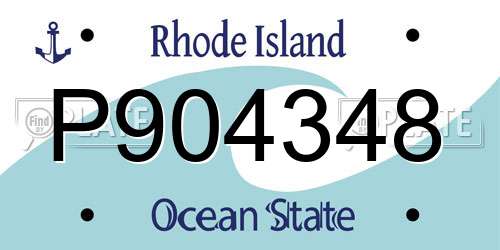 P904348 Rhode Island License Plate