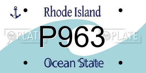P963 Rhode Island License Plate