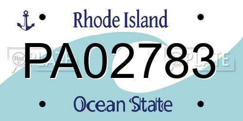 PA02783 Rhode Island License Plate
