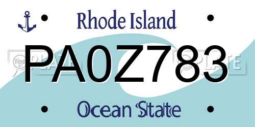 PA0Z783 Rhode Island License Plate