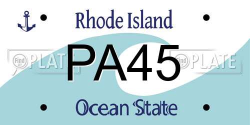 PA45 Rhode Island License Plate