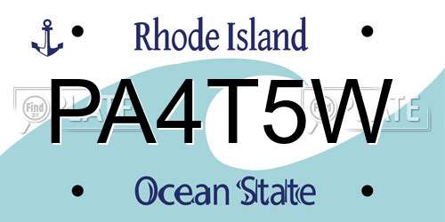 PA4T5W Rhode Island License Plate