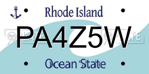 PA4Z5W Rhode Island License Plate