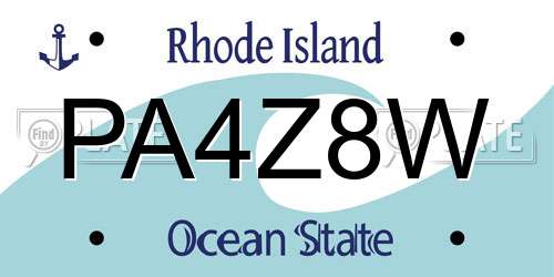 PA4Z8W Rhode Island License Plate