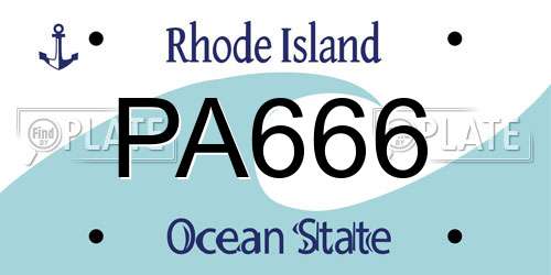 PA666 Rhode Island License Plate