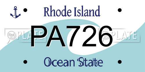 PA726 Rhode Island License Plate