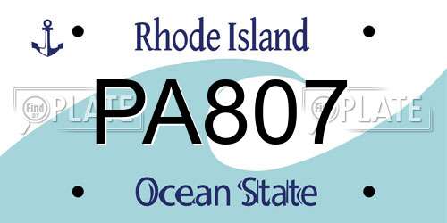 PA807 Rhode Island License Plate