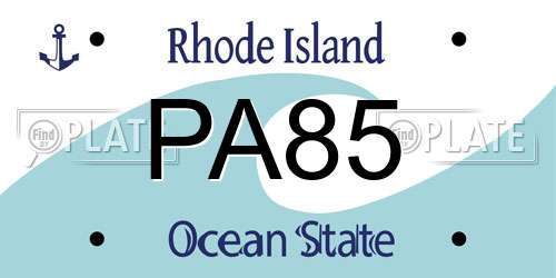 PA85 Rhode Island License Plate