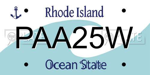 PAA25W Rhode Island License Plate