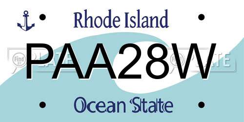PAA28W Rhode Island License Plate