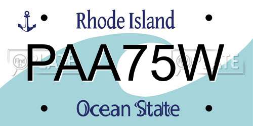PAA75W Rhode Island License Plate