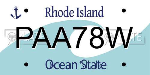 PAA78W Rhode Island License Plate