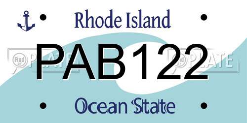 PAB122 Rhode Island License Plate