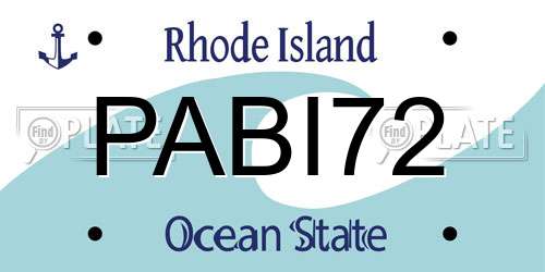 PABI72 Rhode Island License Plate
