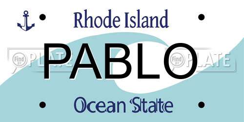 PABLO Rhode Island License Plate