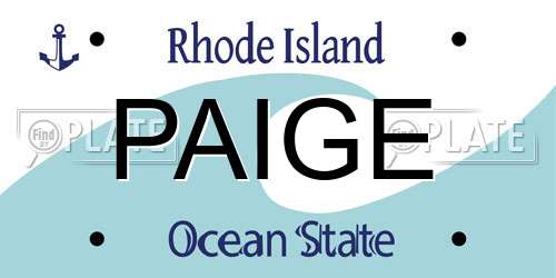 PAIGE Rhode Island License Plate