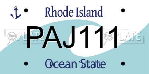 PAJ111 Rhode Island License Plate