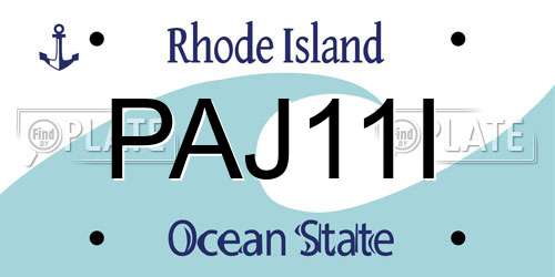 PAJ11I Rhode Island License Plate