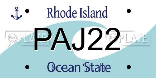 PAJ22 Rhode Island License Plate