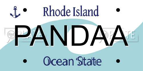 PANDAA Rhode Island License Plate