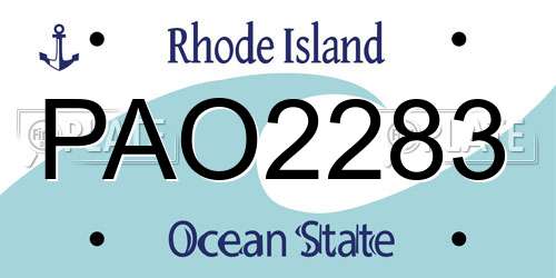 PAO2283 Rhode Island License Plate