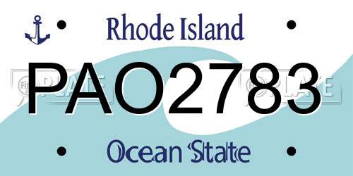 PAO2783 Rhode Island License Plate