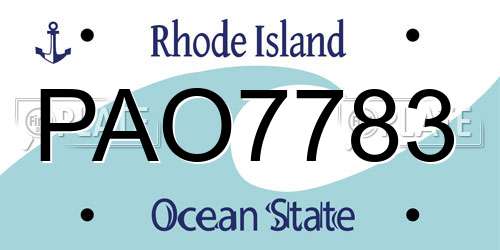 PAO7783 Rhode Island License Plate