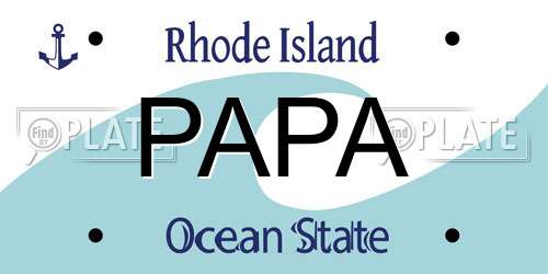 PAPA Rhode Island License Plate
