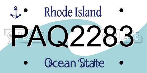 PAQ2283 Rhode Island License Plate