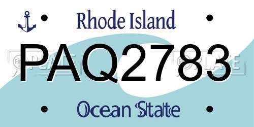 PAQ2783 Rhode Island License Plate