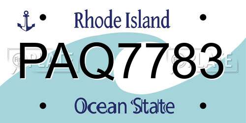 PAQ7783 Rhode Island License Plate